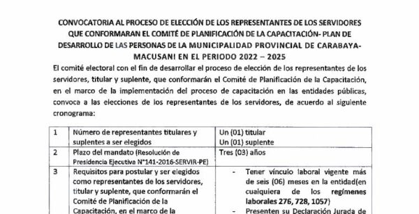 Convocatoria Eleccion de representantes de los servidores  que conformaran el CPC-MPC